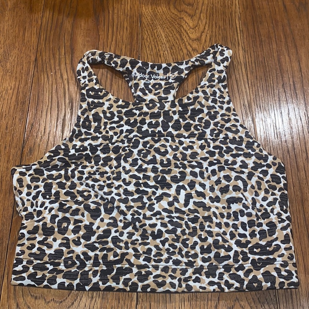 Outdoor Voices TechSweat Crop Top in Cheetah